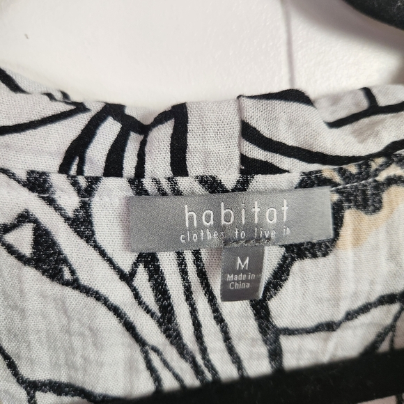 Habitat Clothes to Live In Sleeveless Tunic Cowl Daisy White Black Lagenlook - Picture 5 of 7